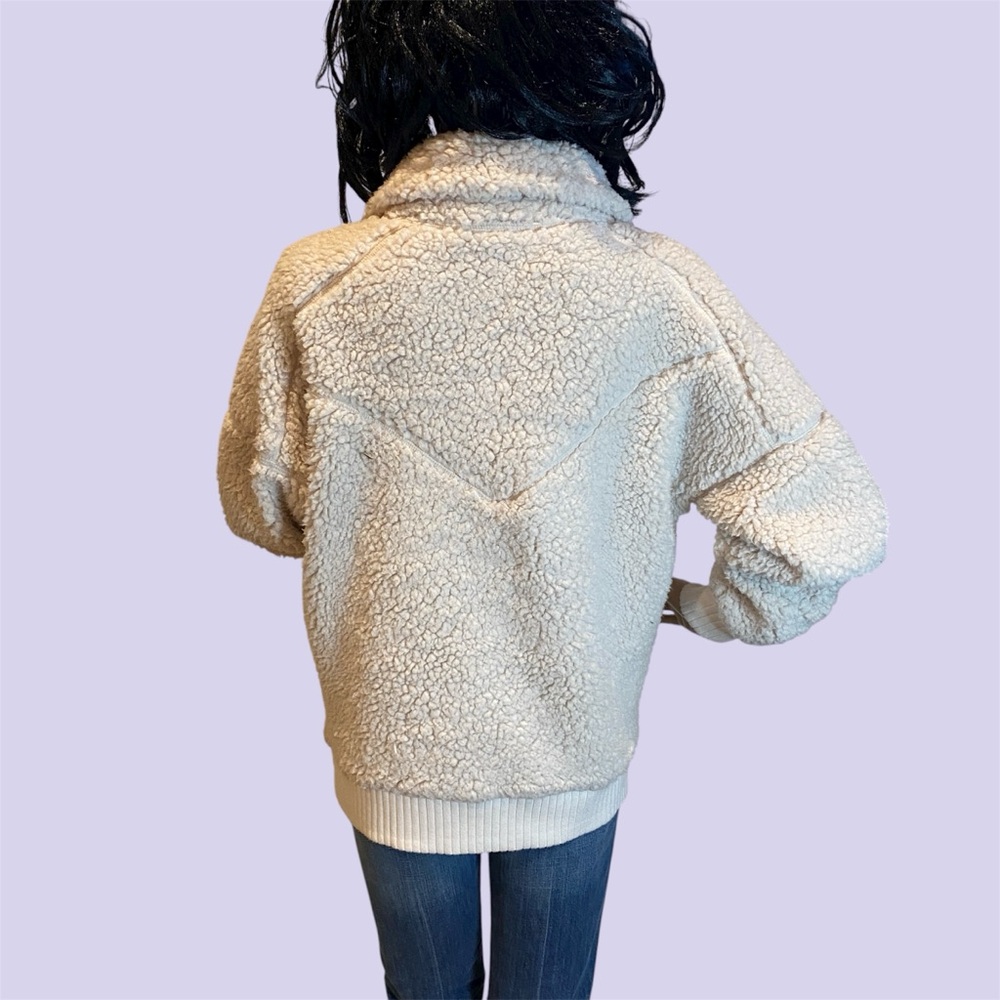 Women's PrAna Permafrost Plush Cozy Fleece Full Zip Jacket Ivory Size Small EUC - Picture 4 of 9